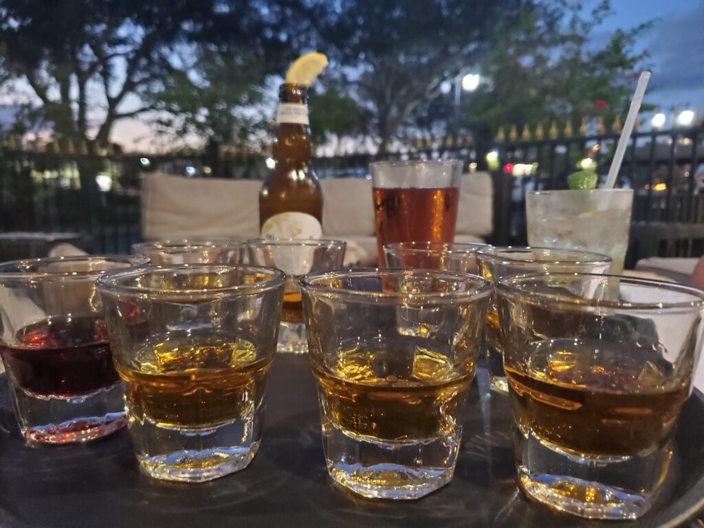 A flight of whiskey at Lansdowne Street in Bonita Springs Florida