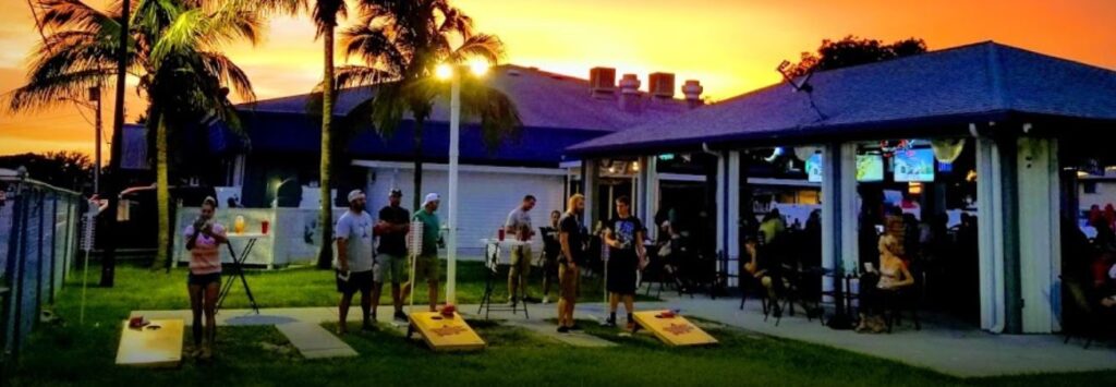 Outdoor Cornhole at Rusty's Raw Bar and Grill in Cape Coral