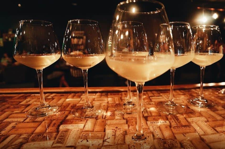Flight of white wine at Palace Pub and Wine Bar