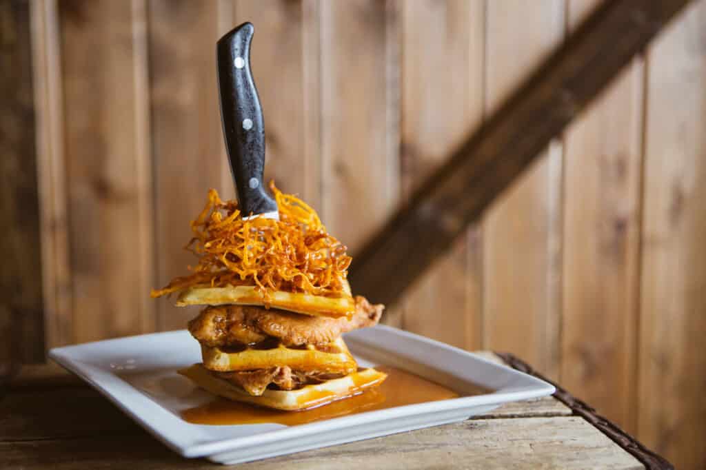 Chicken and waffles at Fancy's Southern Cafe