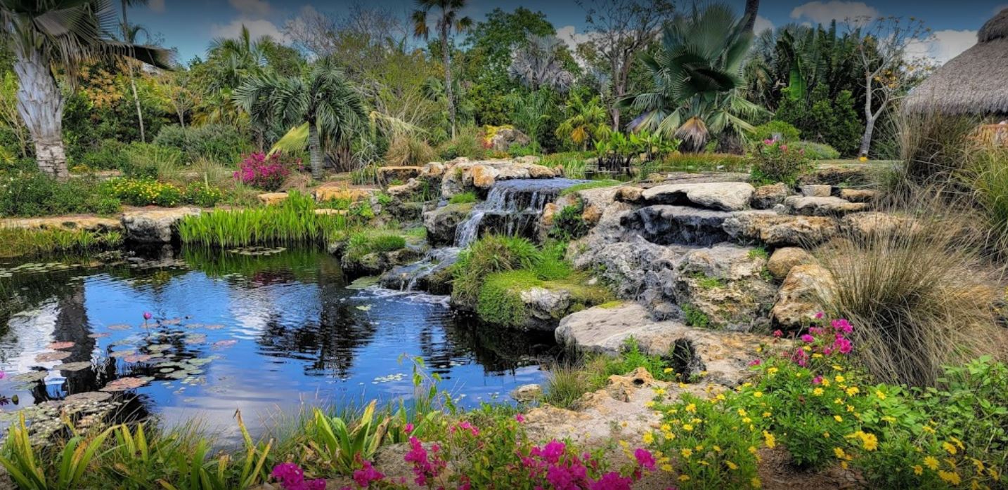 Mini waterfall at Naples Botanical Garden