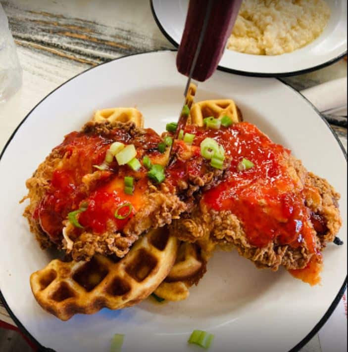 Breakfast check and waffles at The Rooster Food+Drink in Naples