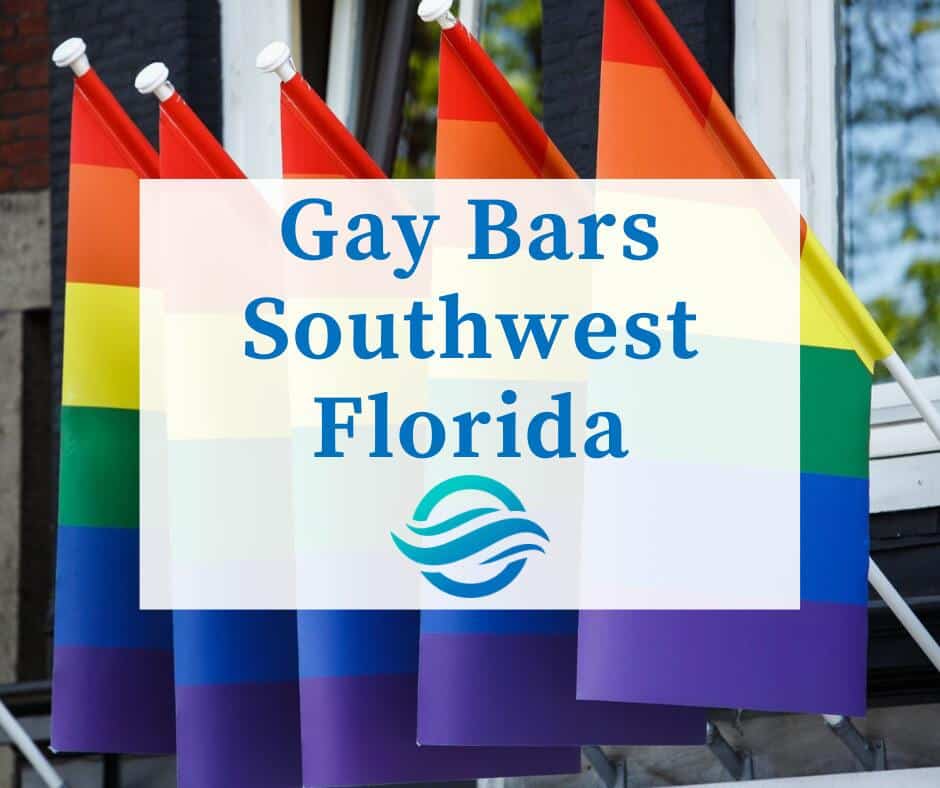 Gay Bars in front of flags representing LGTBQ