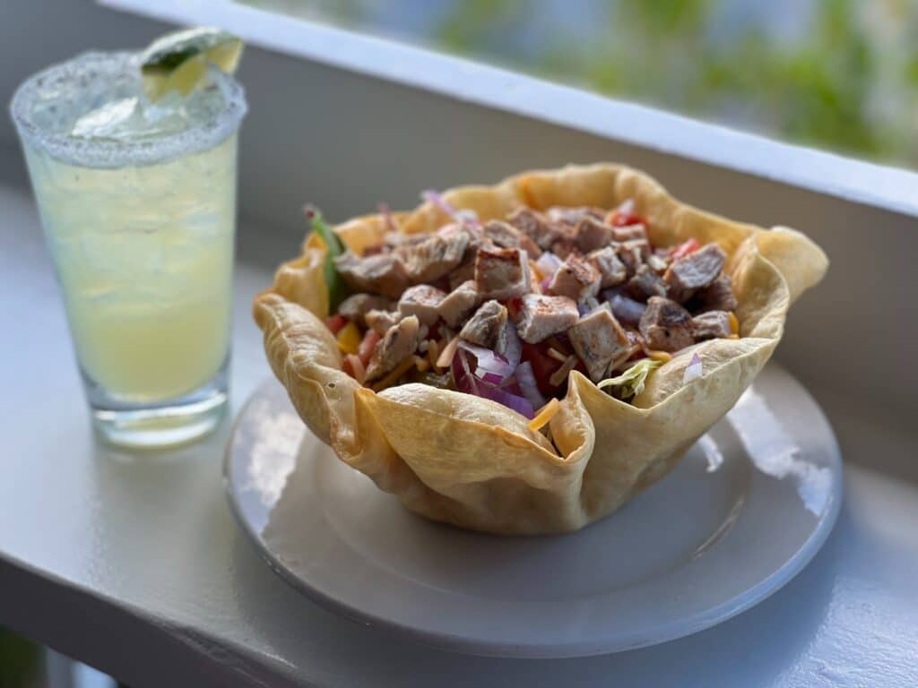 Taco bowl on the patio of First Round Draft in Cape Coral
