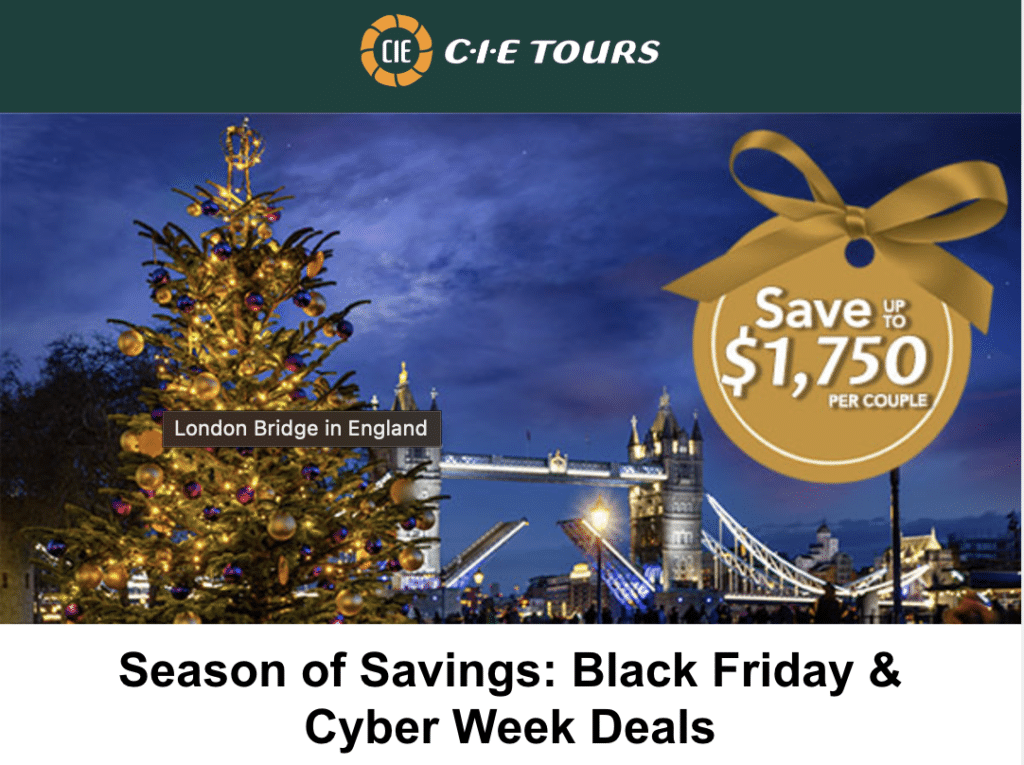 CIE Tours CIE Tours 2024 Black Friday Travel Deal