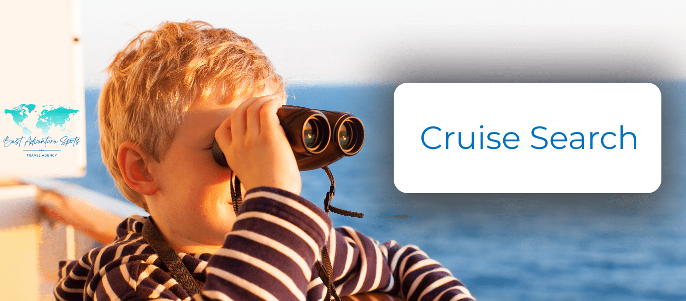 Kid looking at the ocean Kid looking at the call to action "Cruise Search" while being on a cruise