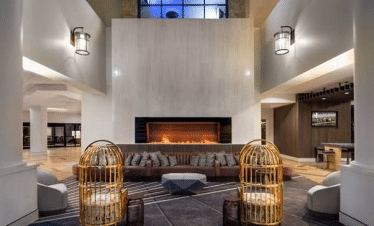 Interior fireplace at Hilton Lexington downtown